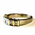 14k white 18k yellow gold 1.19ct engagement princess diamond ring 3.5g vintage — photo 3