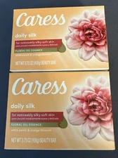 2 Caress Daily Silk White Peach & Orange Blossom Beauty Bars NEW