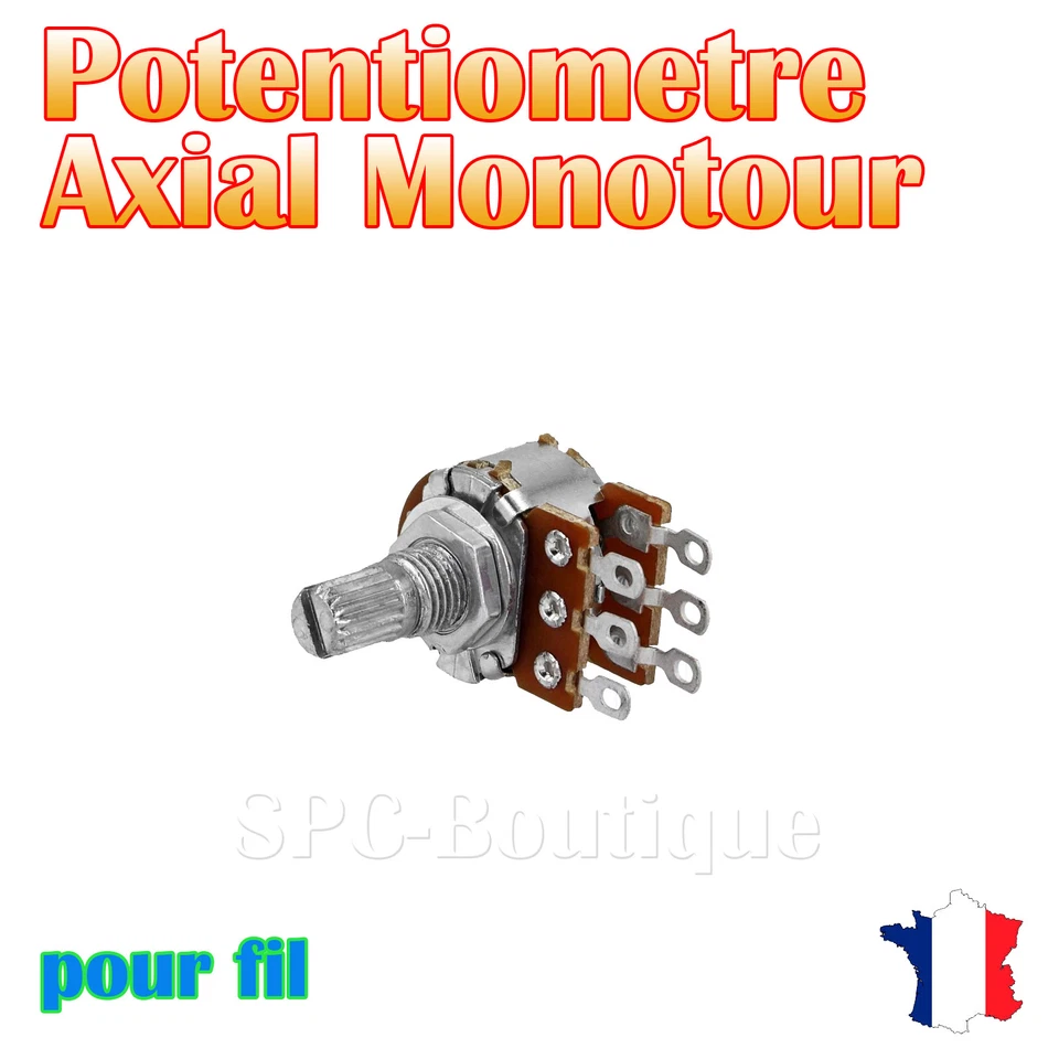 SR PASSIVES 1x Potentiomètre stéréo logarithmique Axial 22KΩ (A22K), pour fil a soudé