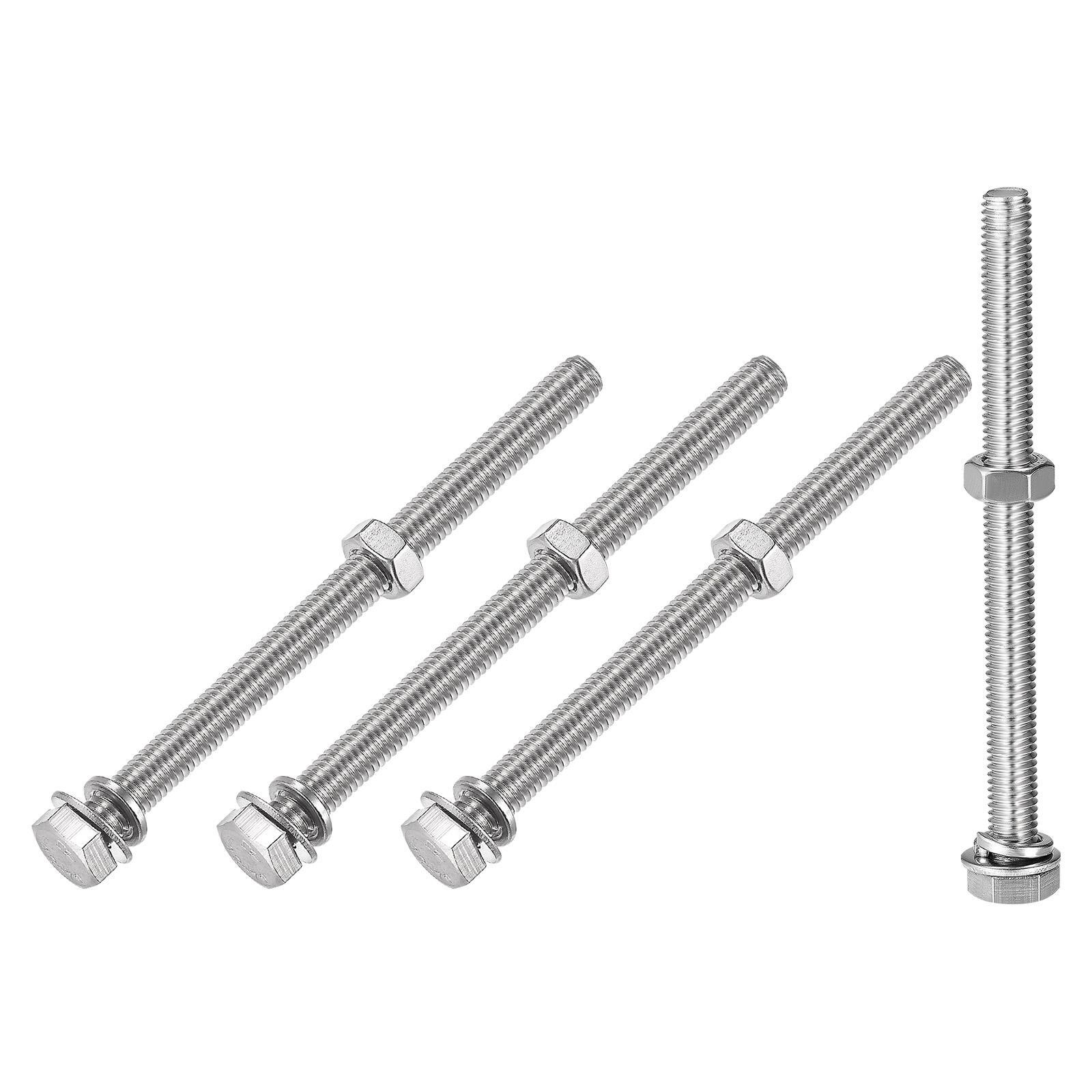 Hex Head Screws Bolts, Nuts, Flat & Lock Washers Kits (M8x100mm) 4Sets
