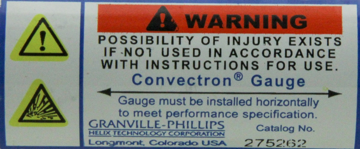 9850 GRANVILLE-PHILLIPS GAUGE CONVECTRON TUBE 1/4 FVCR, AMAT 3310