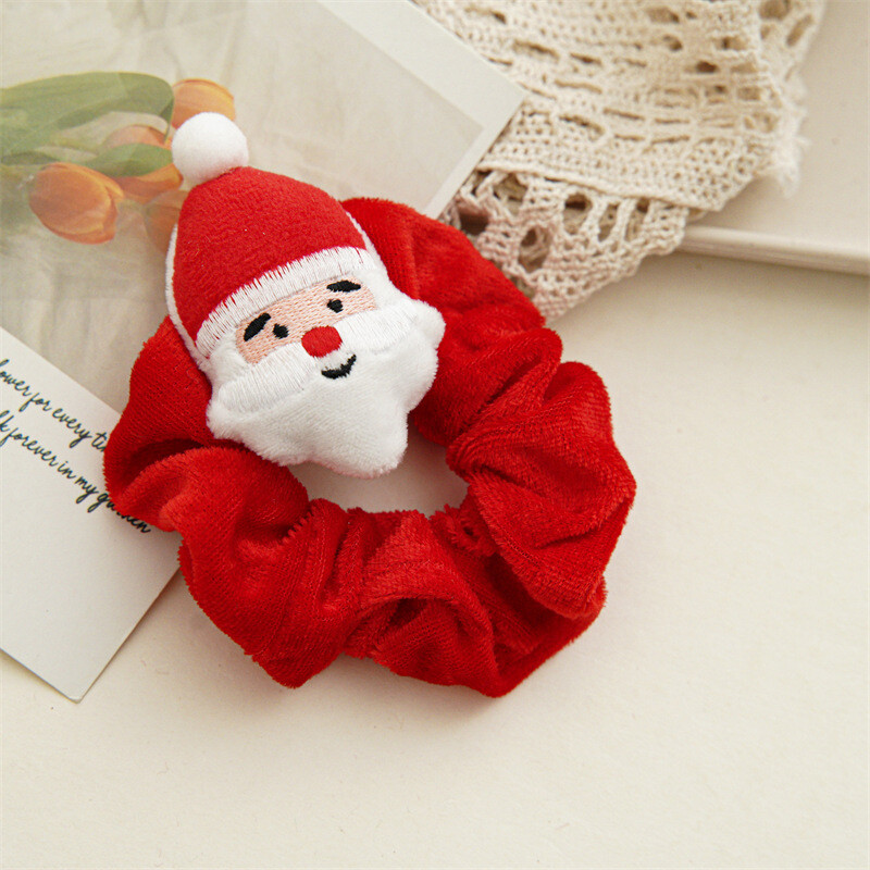 Ponytail Holder Elastic Hair Tie Santa Elk Flannel Hair Rope Hair