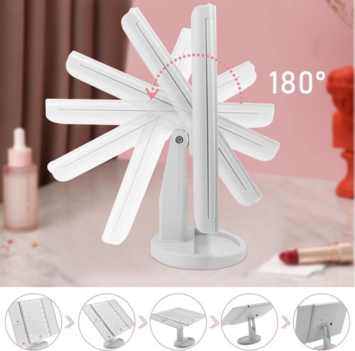 Tri-fold Makeup Mirror 22 LED Lights Magnification X2 X3 X10 Cosmetic Vanity 180 - Picture 4 of 7