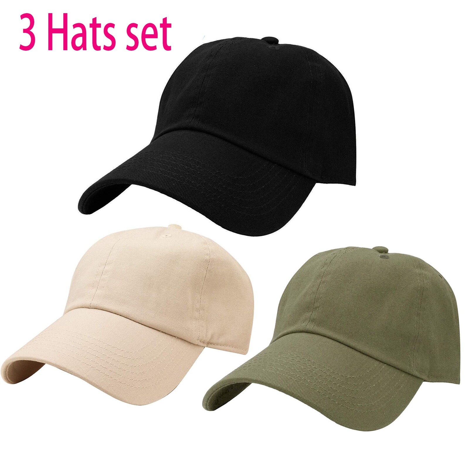 3Pcs Set Flexfit Baseball Hat Cap Fitted Flex Fit Ball Cap for Men & Women NEW  