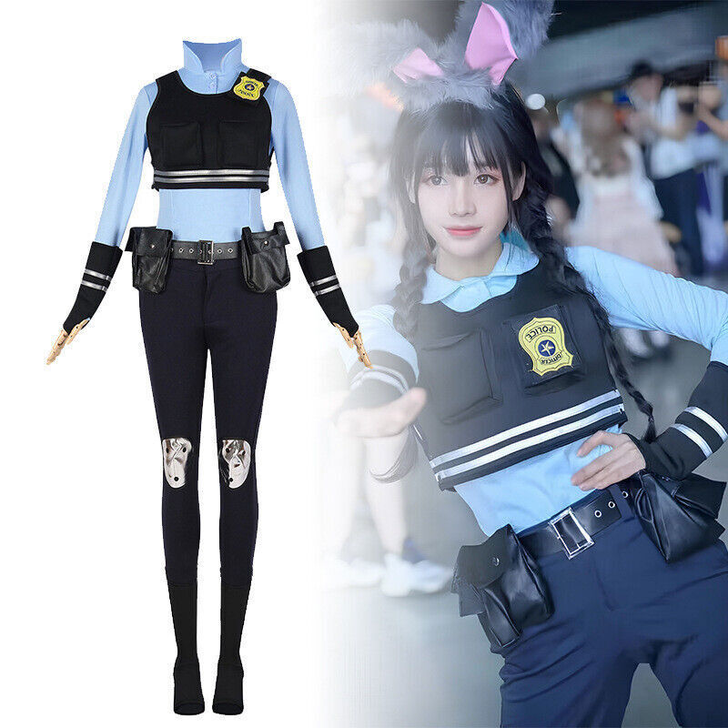 Kids Zootopia Judy Cosplay Costume Womens Judy Hopps Uniform Full