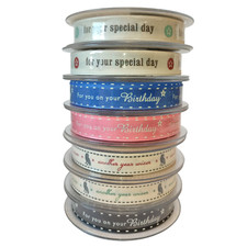 Berisfords Ribbon 20m x 15mm Birthday Sewing Craft D cor Cakes tape wishes