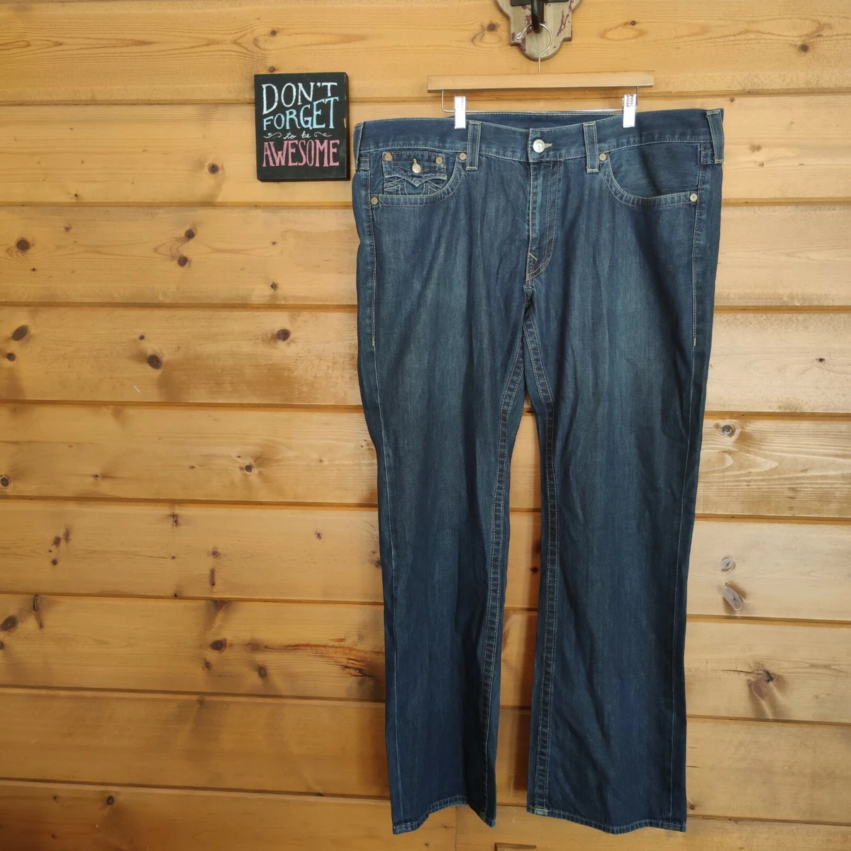 True Religion Men s Ricky Flap Pocket Denim Jeans Designer Plus Size 44 X 34