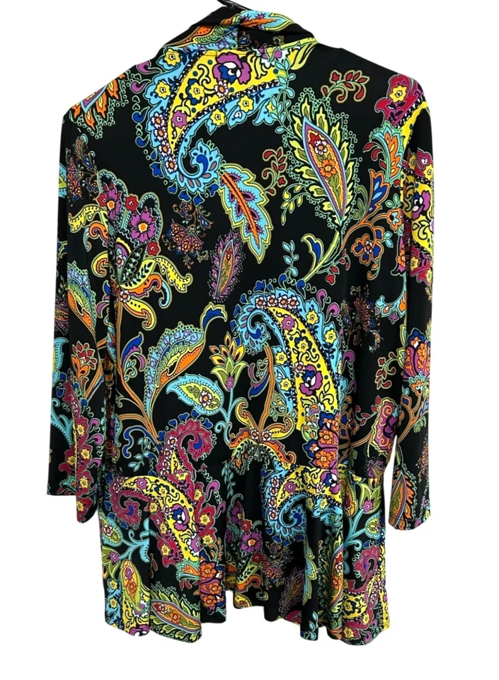 Cárdigan Chaqueta Marca Slinky Frente Abierto Colorido Paisley Talla Grande Boho Festival Foto 2 de 4