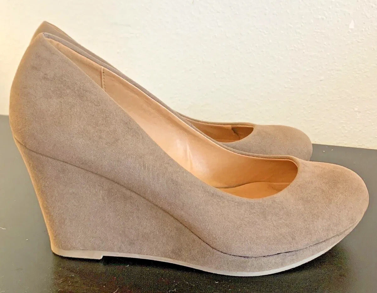 Taupe wedge heels sale