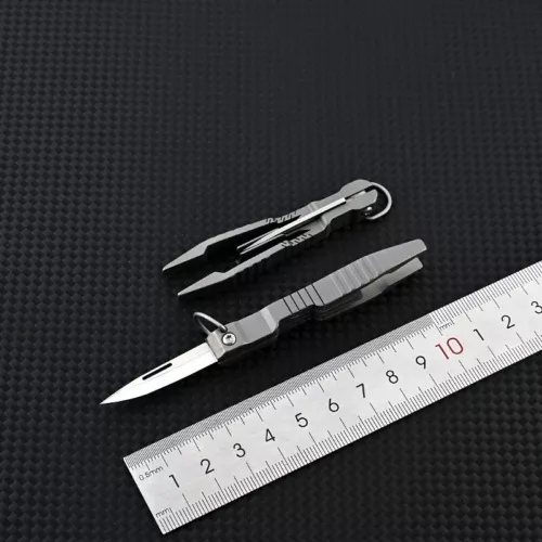 1 PC EDC Titanium Alloy Multi Tools Tweezers Opener Pocket Outdoor Folding Knife - Picture 8 of 20