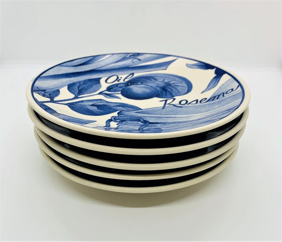 Кухонные садовые синие блюдца ручной работы 6144 — сменные — масляные травы розмарина - Изображение 3 из 3