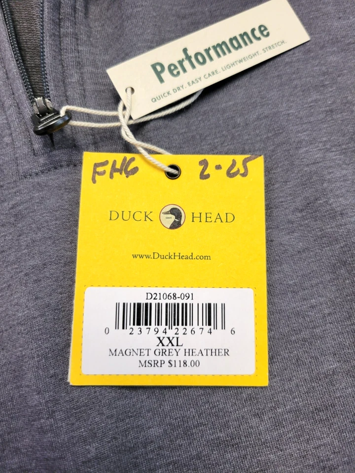 $118 Nuevo Suéter CABEZA DE PATO Cuarto Cremallera PERFORMANCE 2XL Gris Algodón Mezcla de Poliéster Foto 4 de 4