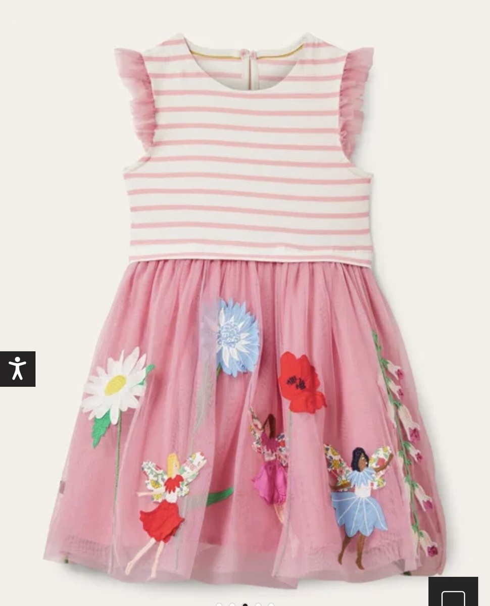 mini boden dress ebay Mini Boden Girls 5-6 Cream Red Pink Purple Linen Strawberry Floral Print Dress