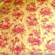 Paradiso Summer Hill Toile Yellow & Pink Chinoiserie Fabric Uphlostery 1993