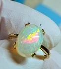 2.50CT Oval Cut Natural Fire Opal Solitaire Wedding Ring 14K Yellow Gold Plated