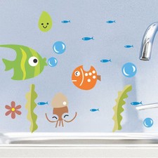 Vinyl Wall Stickers/Decals for Bathroom, Etc-Fish/Bubbles/Ocean/Sea Scene-SALE