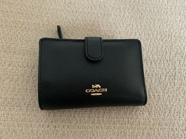 Coach F23553 Women's Corner Zip Leather Wallet, Medium - Black for sale online | eBay