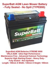12V 32AH SuperBatt 32AGML 895 AGM Lawn Mower Battery MINI TRACTOR RIDE ON MOWER