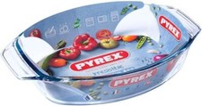 Pyrex Irresistable Easy Grip Rectangular Oval Glass Roaster Transparent
