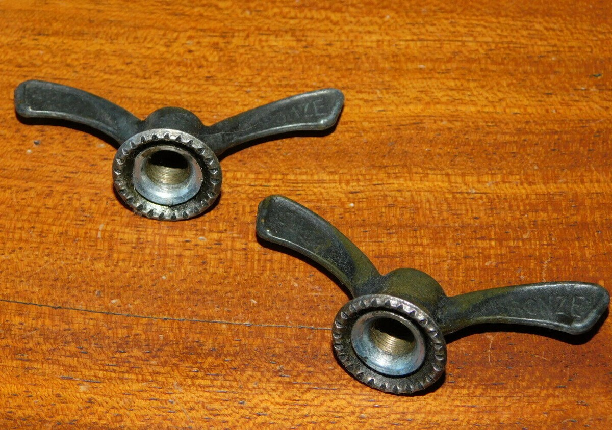 vintage LOT 2 ECROU PAPILLON SOUA 8mm ancien VELO bike AXE de ROUE