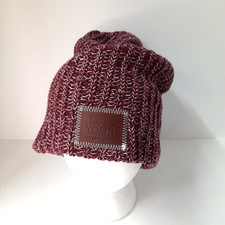 Love Your Melon Slouchy Beanie Adult Unisex Burgundy Red White Knit Hat Toque