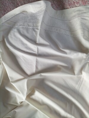 Creme Vintage Poly Baumwolle Blatt bestickt Details FIELDCREST 174 cm B x 268 cm L