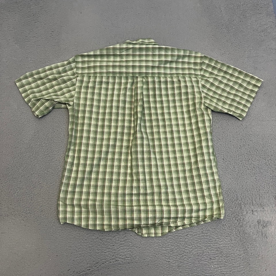 Wrangler Strait Shirt Mens Size Large Green Plaid Short Sleeve