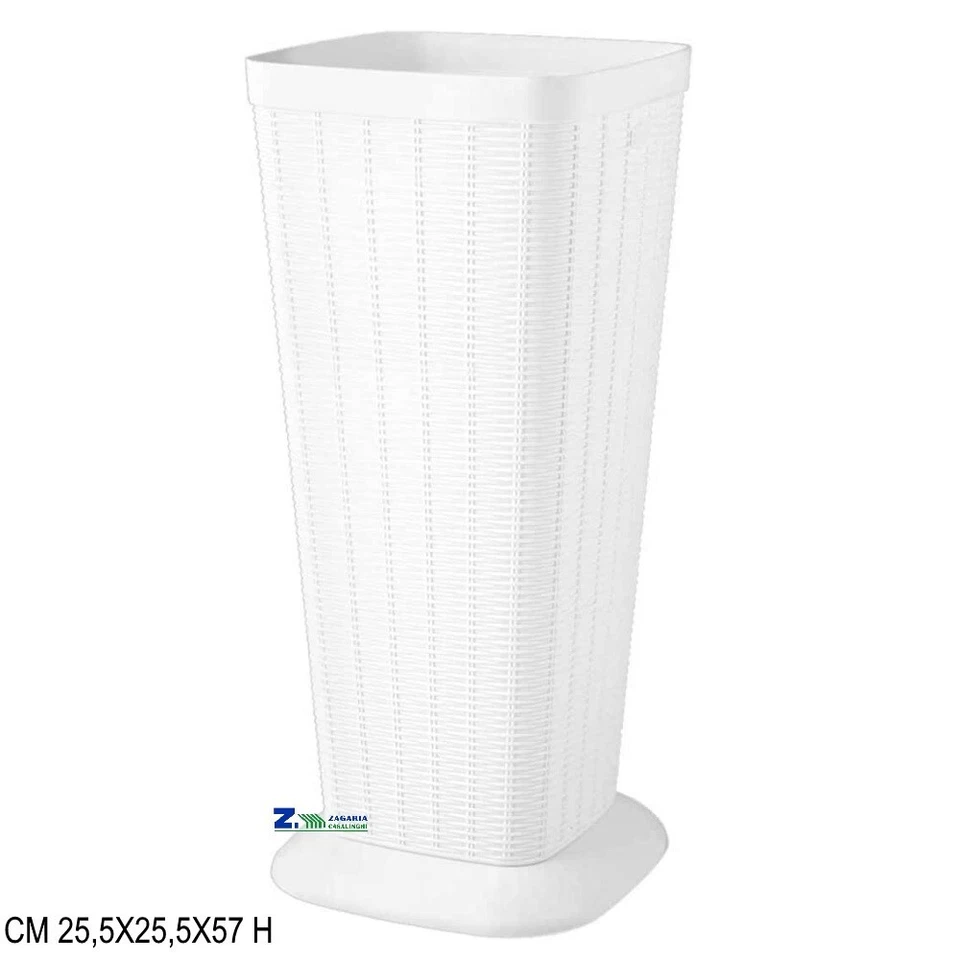 STEFANPLAST PORTAOMBRELLI ELEGANCE BIANCO EFFETTO RATTAN IN PLASTICA CM 25,5X25,5X57 H