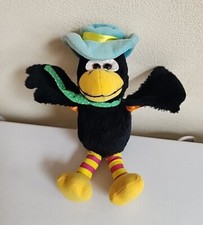 Vintage Russ Berrie Calvin Crow with Blue Hat Green Tie Stuffed Animal Plush 9"