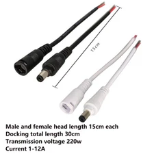 Waterproof 55x21mm DC Connector 12V Jack Plug Cable Power Socket Electrical Wire