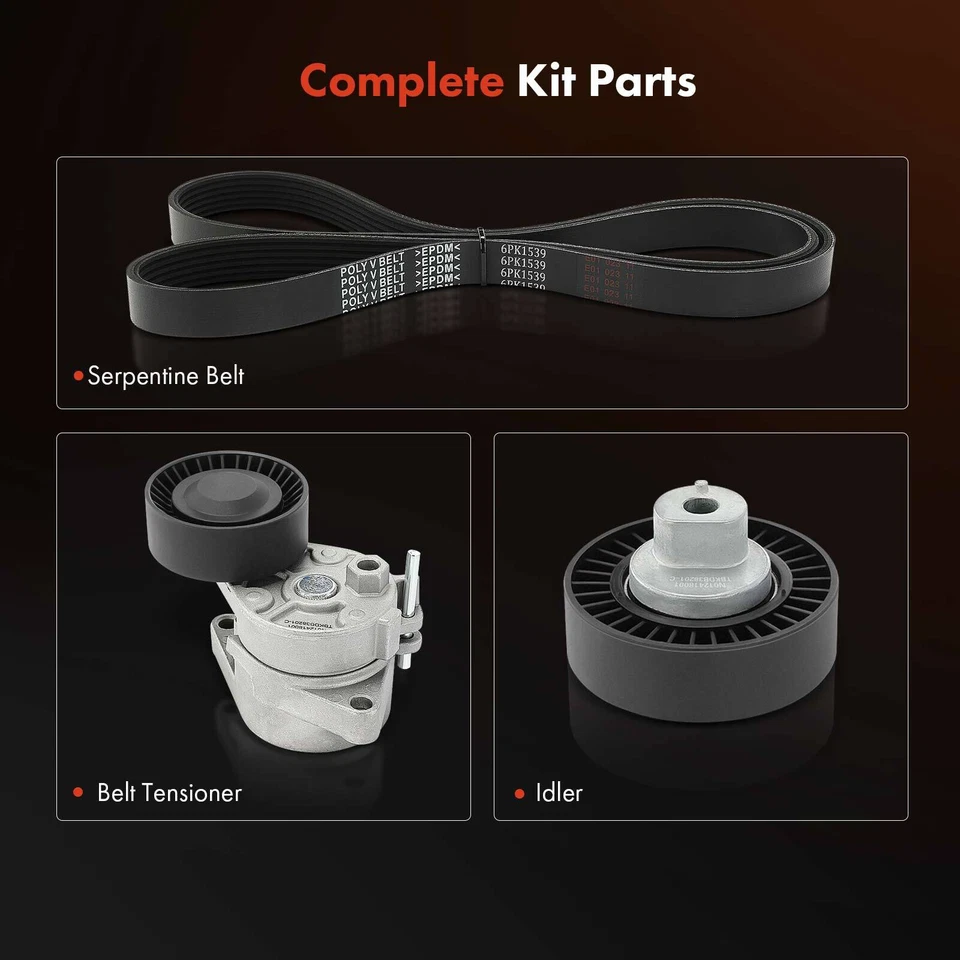 3x Serpentine Belt Drive Component Kit for BMW 320i 325i 328i 330i 528i X3 X5 Z3 - Image 2 of 4