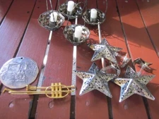 HOL-12, Metal ornaments, lot of 9 ornaments, assorted styles,