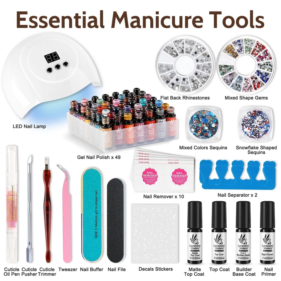 凝胶指甲油套装 73 件带紫外线灯聚乙烯加长美甲工具套装 — 第 4/4 张图片