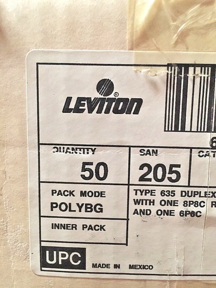 LEVITON Duplex Jack 40297-CIX (Ivory) Box Of 50  - Image 3 of 4