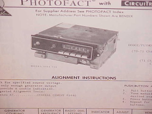 1970 1971 DODGE CHALLENGER CHARGER RT PLYMOUTH BARRACUDA AM RADIO SERVICE MANUAL
