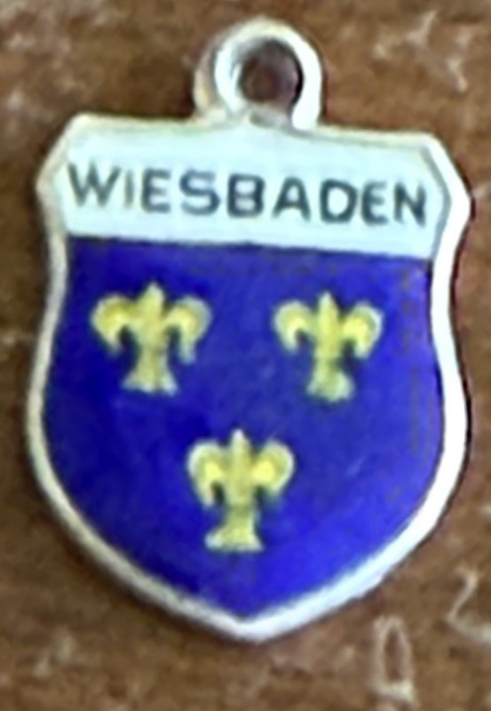 Vintage Wiesbaden Germany 800 Silver Enamel Shield Charm ESJ