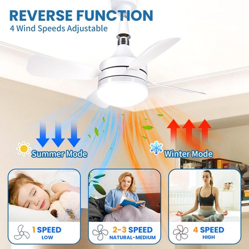 19" Socket Fan Light Original, Screw Ceiling Fan Light with Remote, 4 Speeds,... - Picture 6 of 8