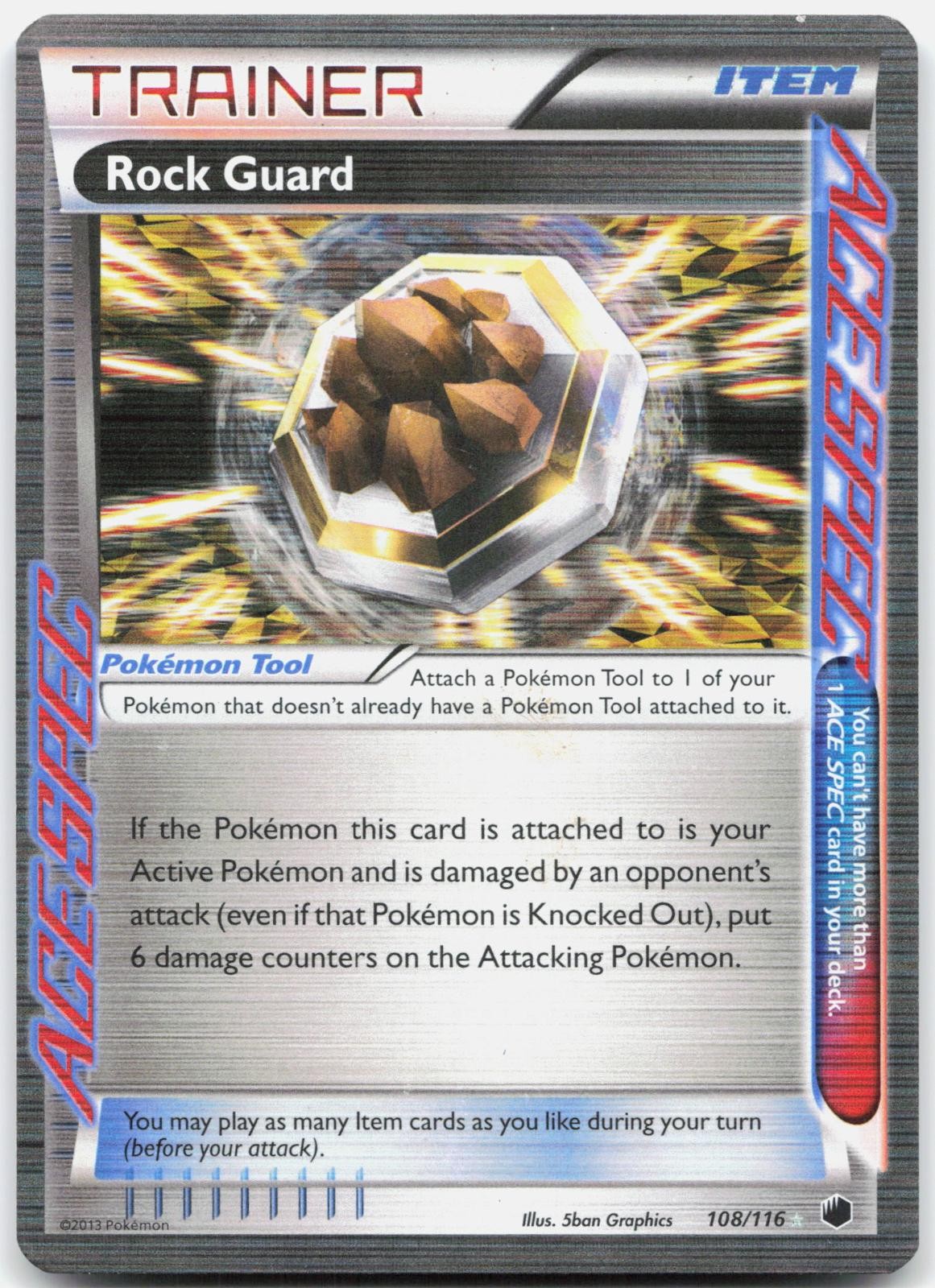 Rock Guard 108/116 ACE Spec Rare Plasma Freeze Pokemon Holo Moderately Played