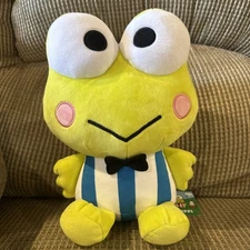 Sanrio Keroppi 12” Plush Blue and White Stripe Outfit Round 1 Brand New w/ Tags