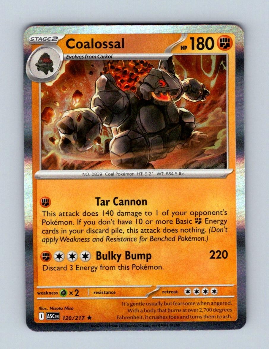 Coalossal 120/217 Rare Ascended Heroes Pokemon Holo Near Mint