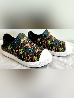 Skechers Kids Dino Print Slip-On Shoes Size 9 Black Multicolor Lightweight Clogs