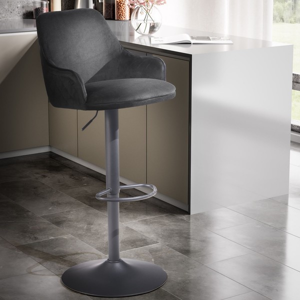 Barhocker FineBuy KüChenhocker Samt Schwarz Hocker Bistrohocker Barstuhl Drehbar-image