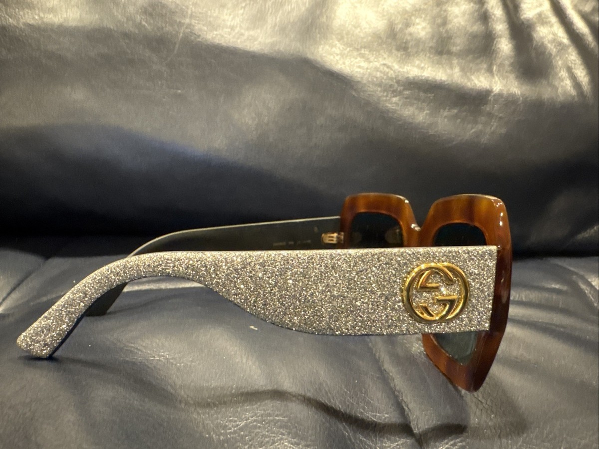 Gucci Silver/Gold Glitter Oversized Acetate Square Frame Sunglasses Gucci Rimless Square Metal Sunglasses - Bergdorf Goodman main image 4