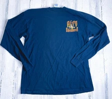 Vintage Aftco Bluewater Long Sleeve Shirt Mens XL Black Fishing Double Sided