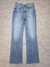 AYR The Pop jeans 27L Blue Denim Raw Hem Straight Stretch