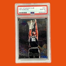 TIM DUNCAN 1997-98 Topps Stadium Club #201 PSA 10 GEM MINT ROOKIE SPURS (RC)