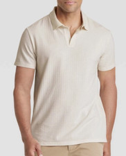 NEW Goodfellow  Co. Men's Knit Textured Polo Shirt Dog Bone Size Large