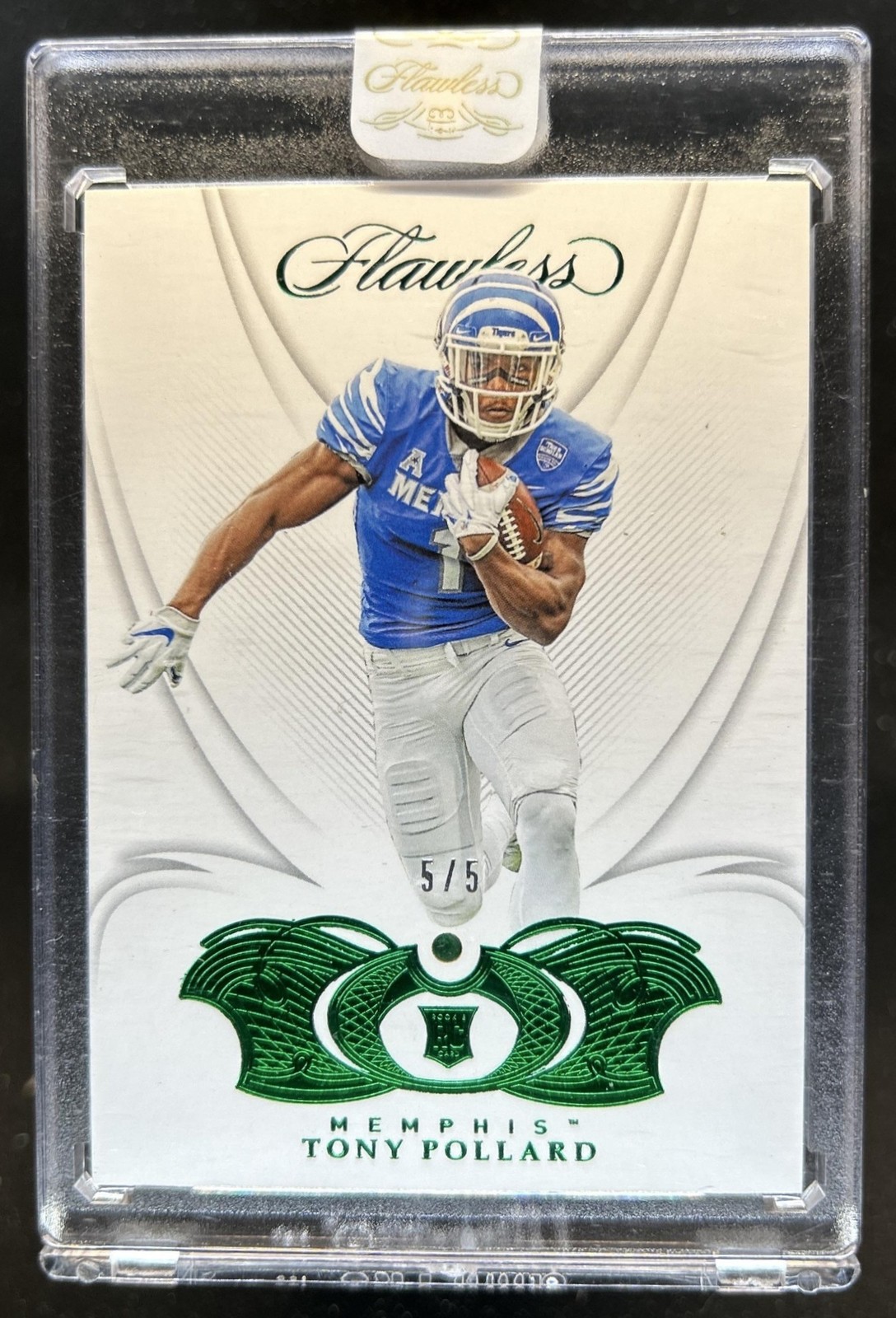2019 Panini Flawless Collegiate Tony Pollard Emerald Rookie RC Auto #/5
