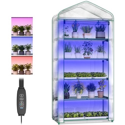 Indoor Greenhouse with Grow Light w/ Zippered PVC Cover for Seed Starting Trays