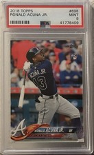 2018 Topps #698 Bat Down Ronald Acuna Jr Rookie Card RC PSA 9 Mint Atlanta. rookie card picture